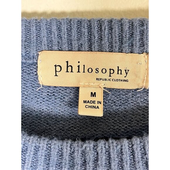 Philosophy Knit Sweater Blue M Preppy Classic Chic Minimalist Neutral Soft Comfy - Picture 2 of 10